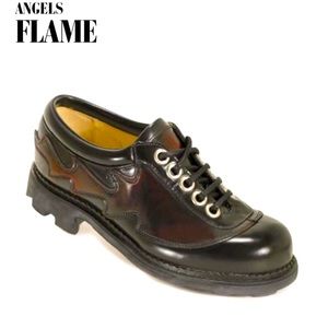 JOHN FLUEVOG ANGELS FLAME Black Cordovan Leather Heavy Seventh Heaven Soles 7.5